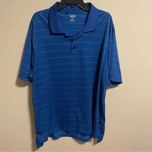 Adidas Golf Blue Striped Polo- Size 2XL